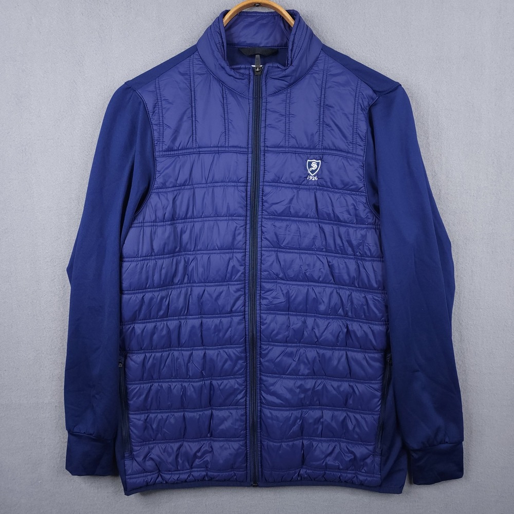 Straight Down Hybrid Jacket Mens S Blue Quilted Thermal Golf Outdoor Minimalist